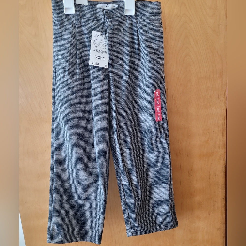 Zara NEW Houndstooth Brown pant, kid size 8